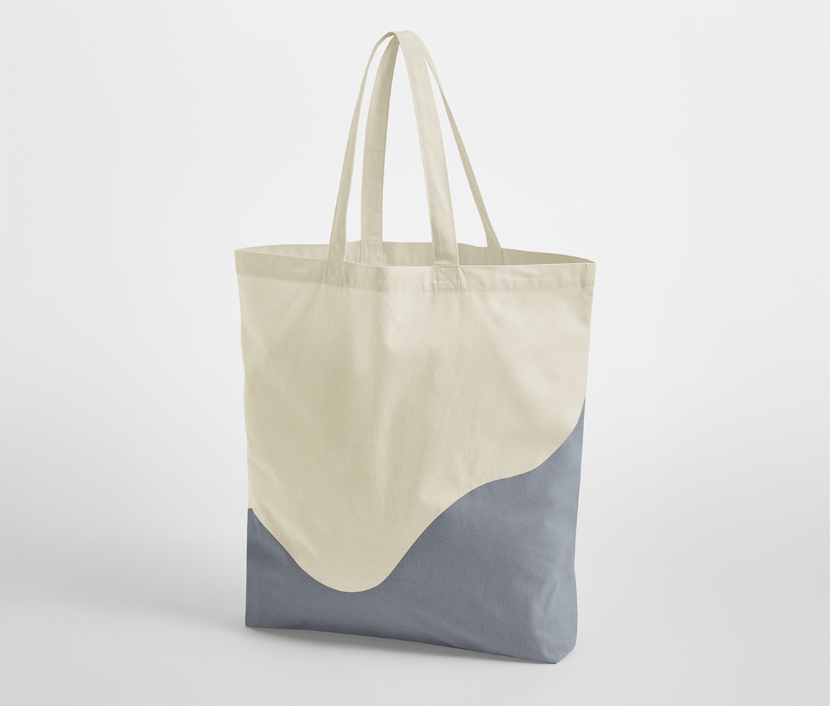 Sac Shopping Imprimé Vague - Natural/blue Grey