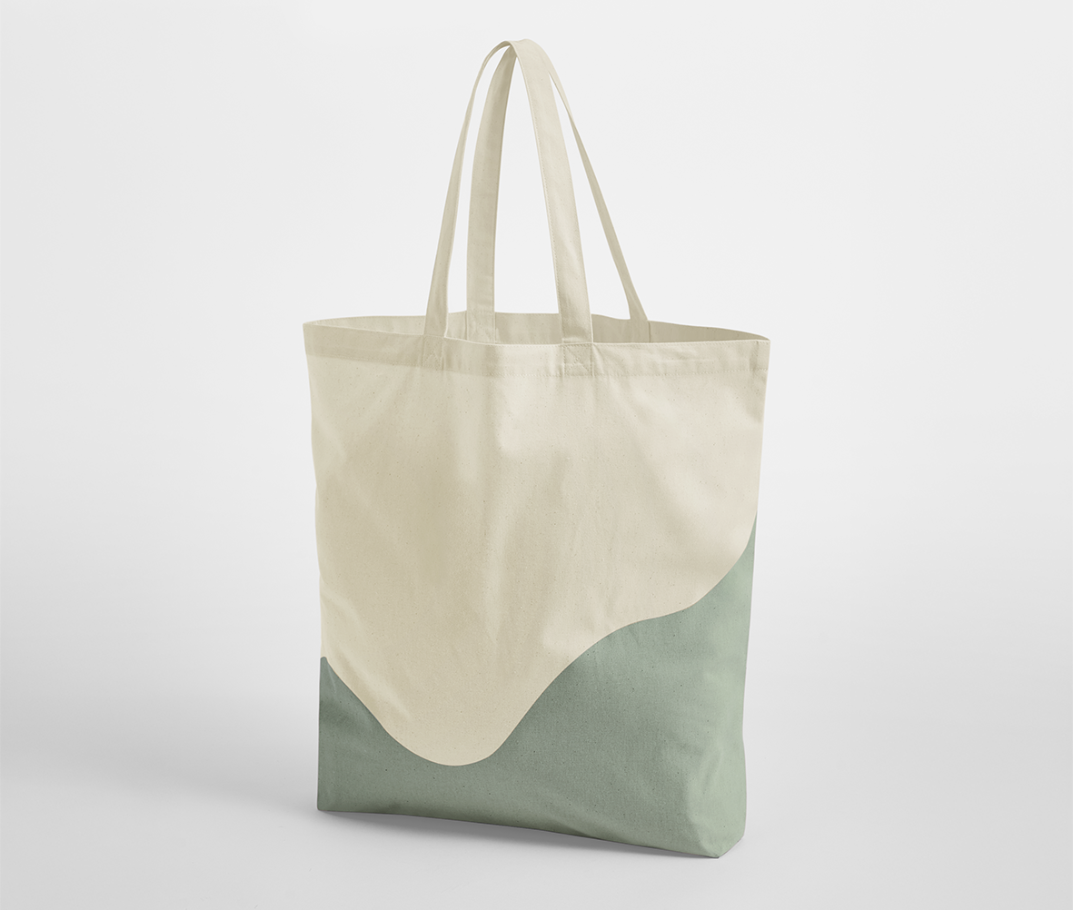 Sac Shopping Imprimé Vague - Natural/dusty Green