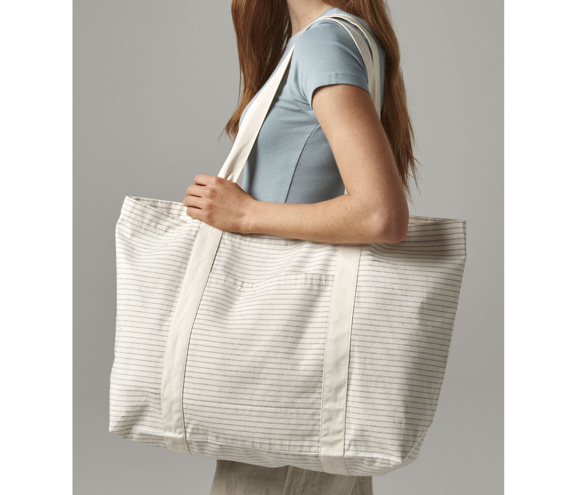 Grand sac shopping rayé
