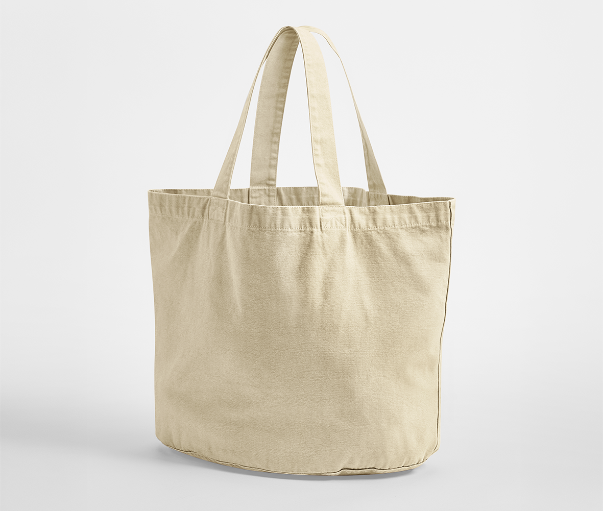 Sac Shopping Ovale en Coton Recyclé Délavé - Vintage Sand