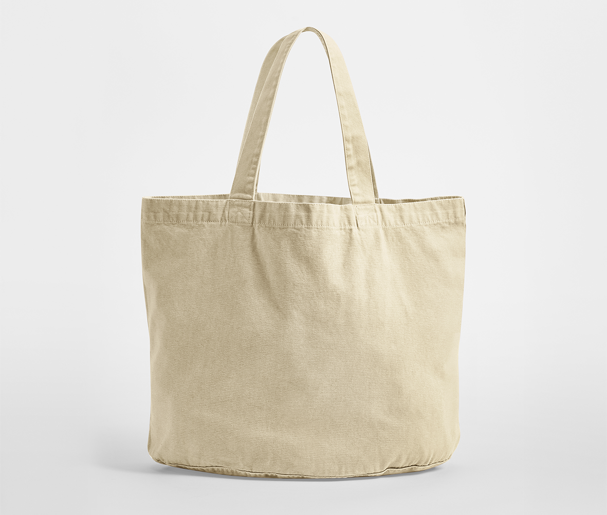 Sac Shopping Ovale en Coton Recyclé Délavé - Vintage Sand