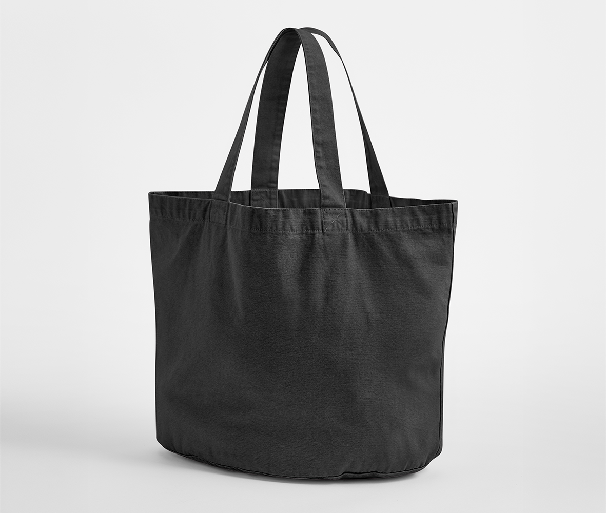 Sac Shopping Ovale en Coton Recyclé Délavé - Vintage Black