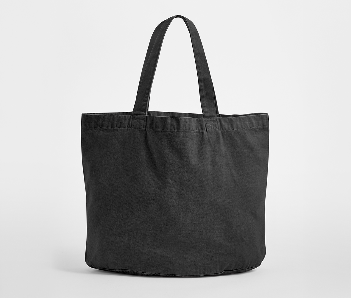 Sac Shopping Ovale en Coton Recyclé Délavé - Vintage Black