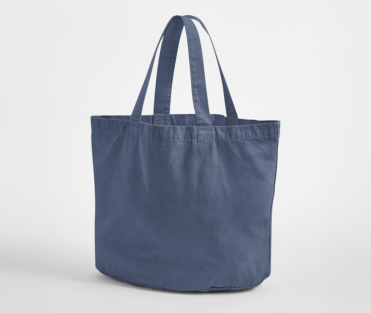 Sac Shopping Ovale en Coton Recyclé Délavé - Vintage Denim