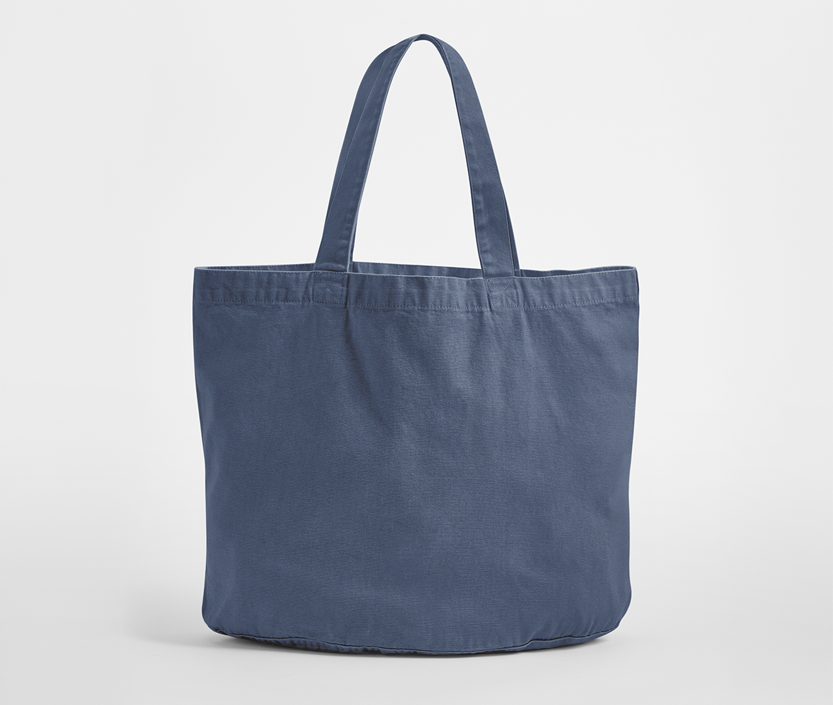 Sac Shopping Ovale en Coton Recyclé Délavé - Vintage Denim