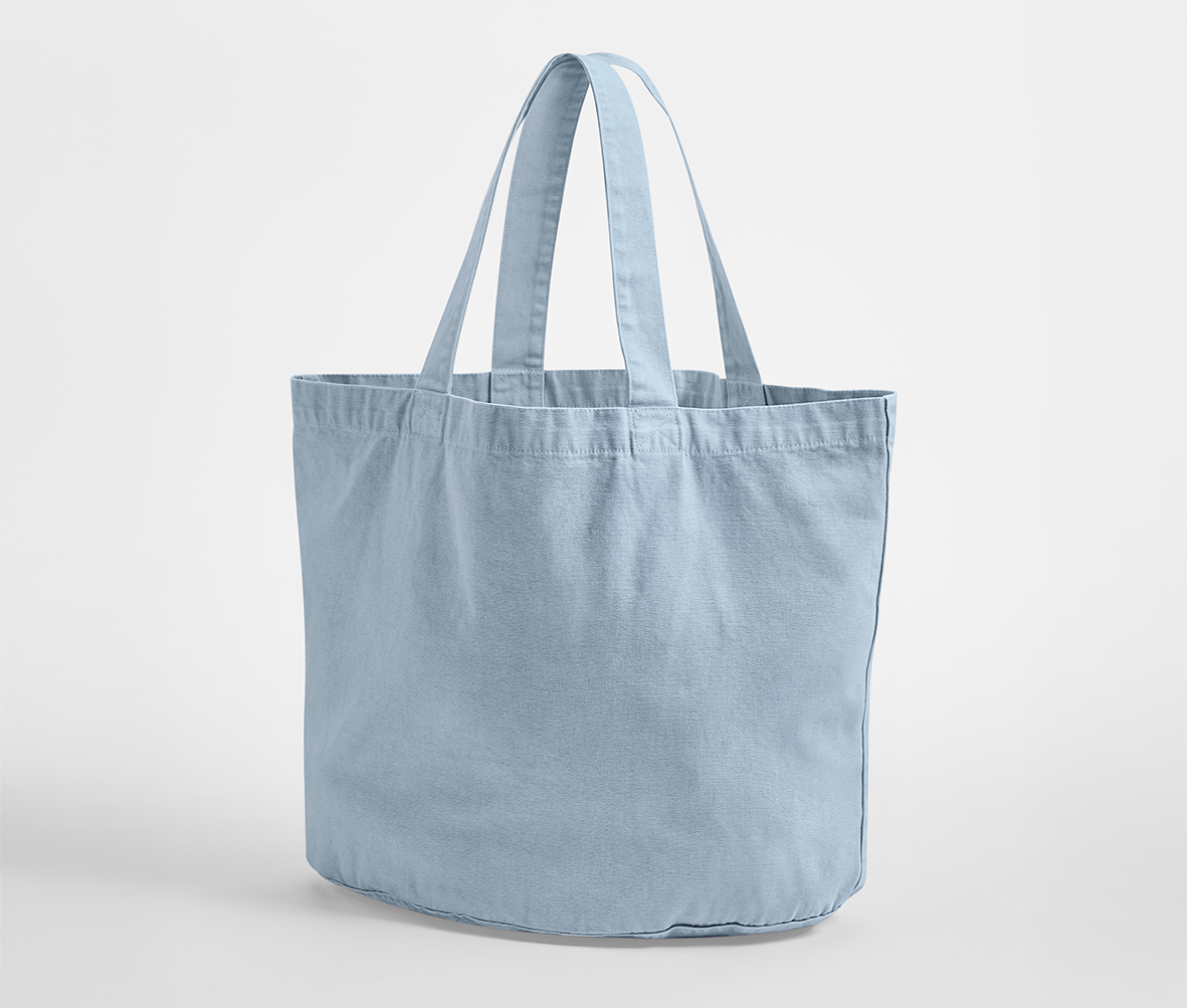 Sac Shopping Ovale en Coton Recyclé Délavé - Vintage Light Blue