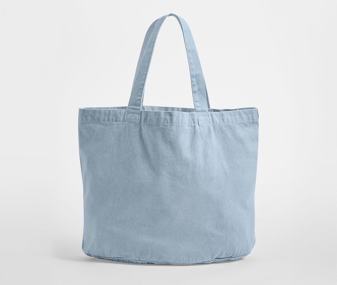 Sac Shopping Ovale en Coton Recyclé Délavé - Vintage Light Blue