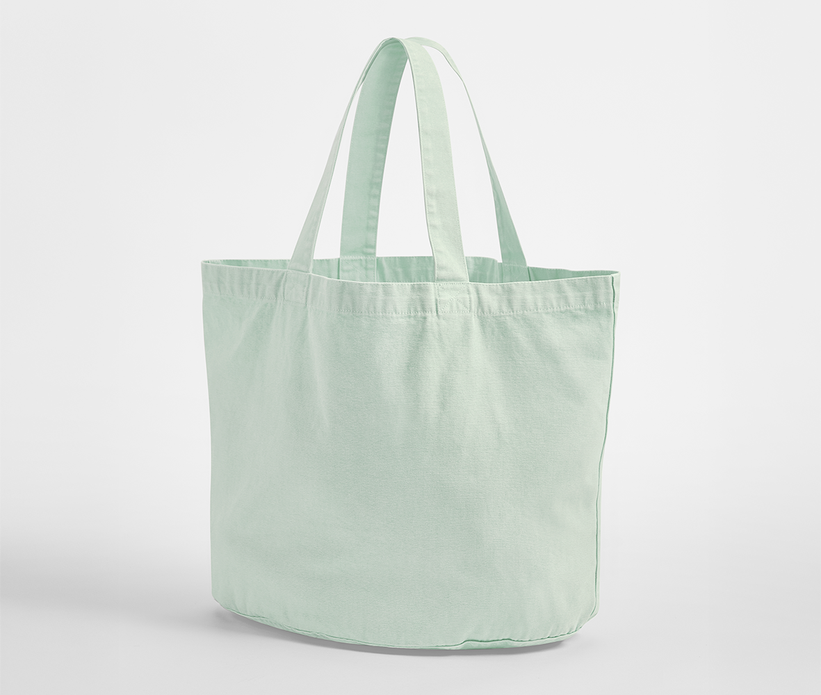 Sac Shopping Ovale en Coton Recyclé Délavé - Vintage Aqua