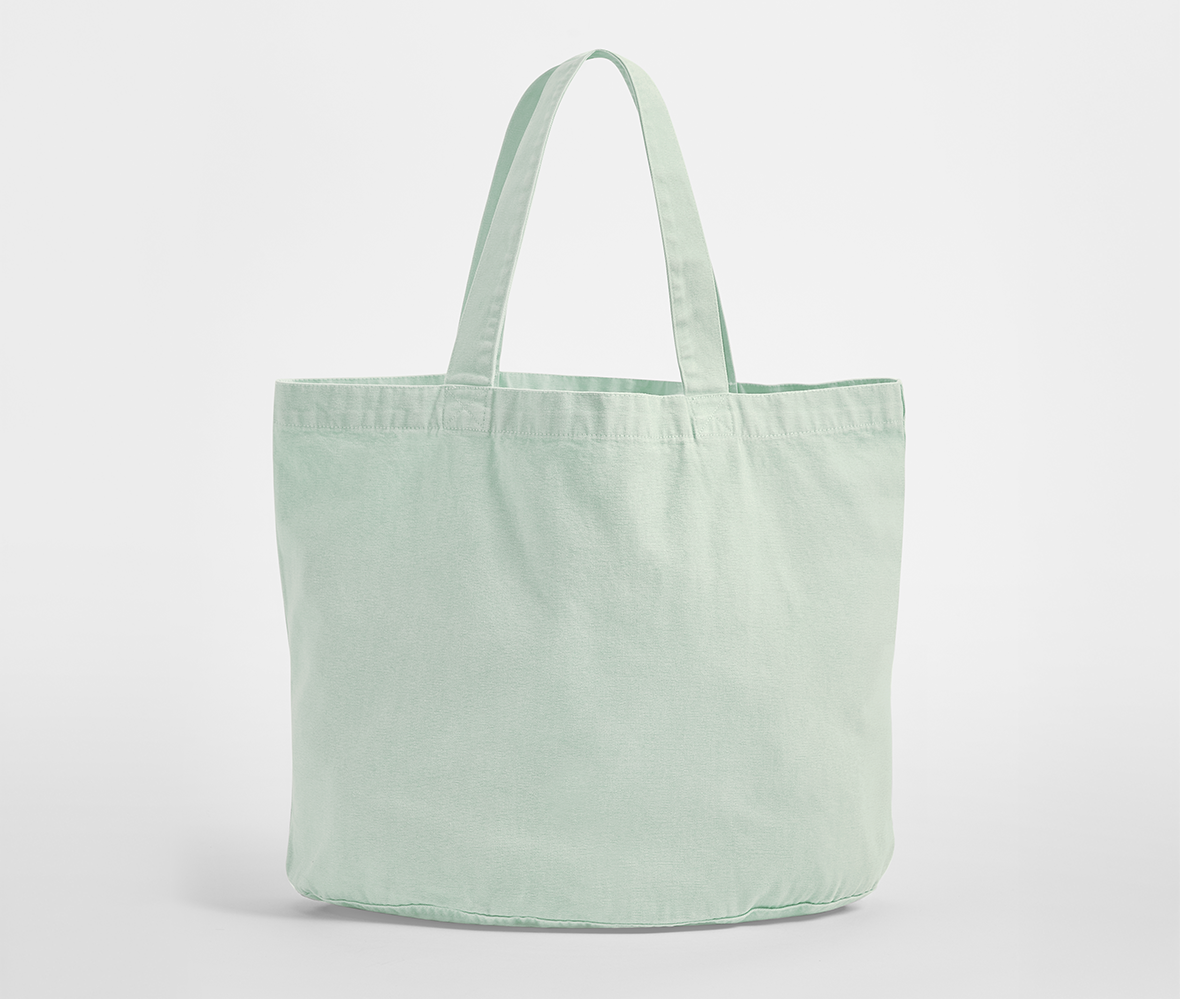 Sac Shopping Ovale en Coton Recyclé Délavé - Vintage Aqua
