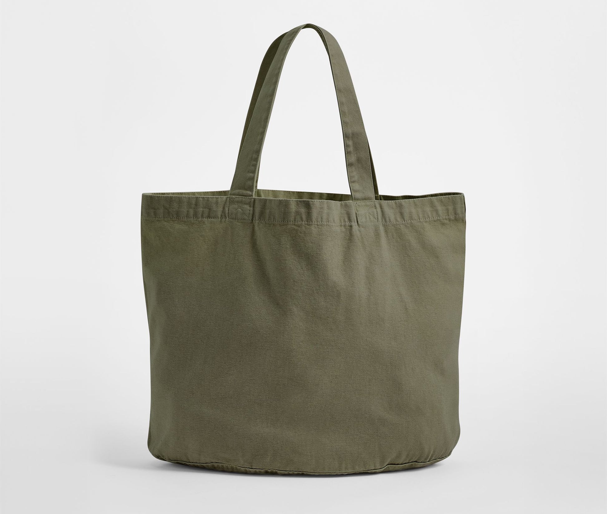 Sac Shopping Ovale en Coton Recyclé Délavé - Vintage Moss