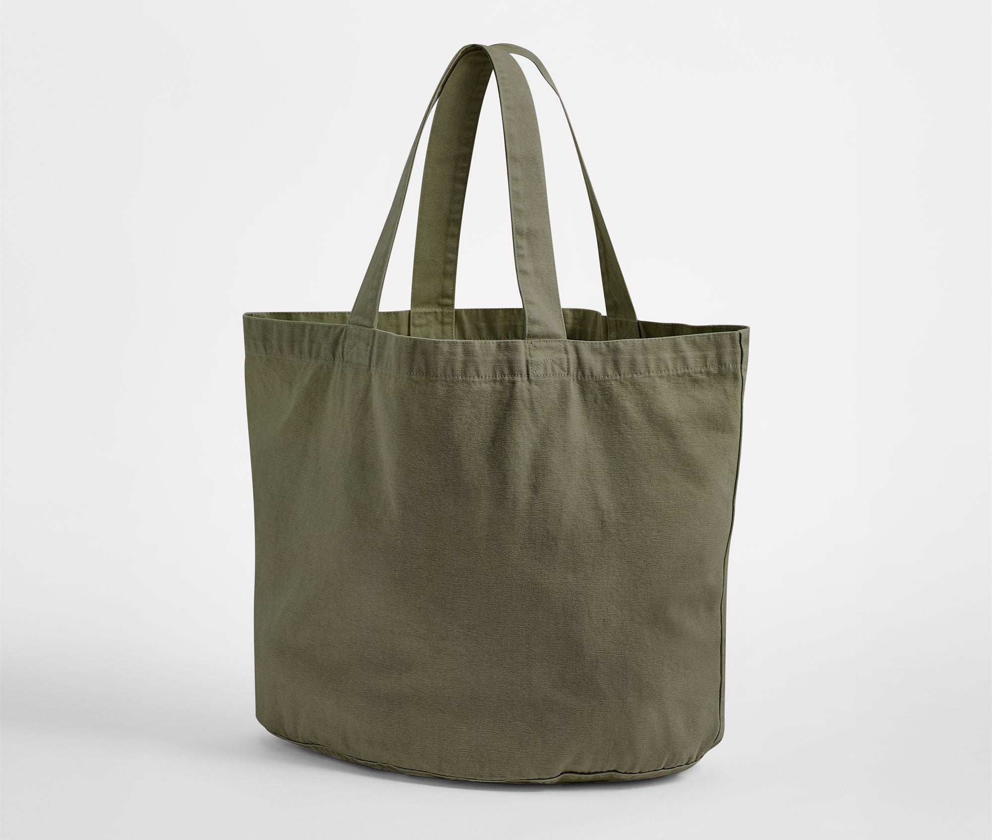 Sac Shopping Ovale en Coton Recyclé Délavé - Vintage Moss