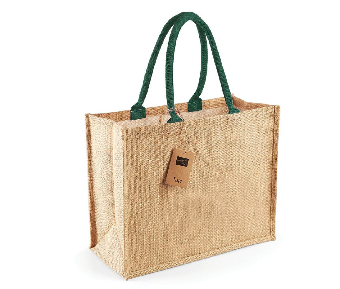 Sac Shopping en Toile de Jute - Natural/forest Green