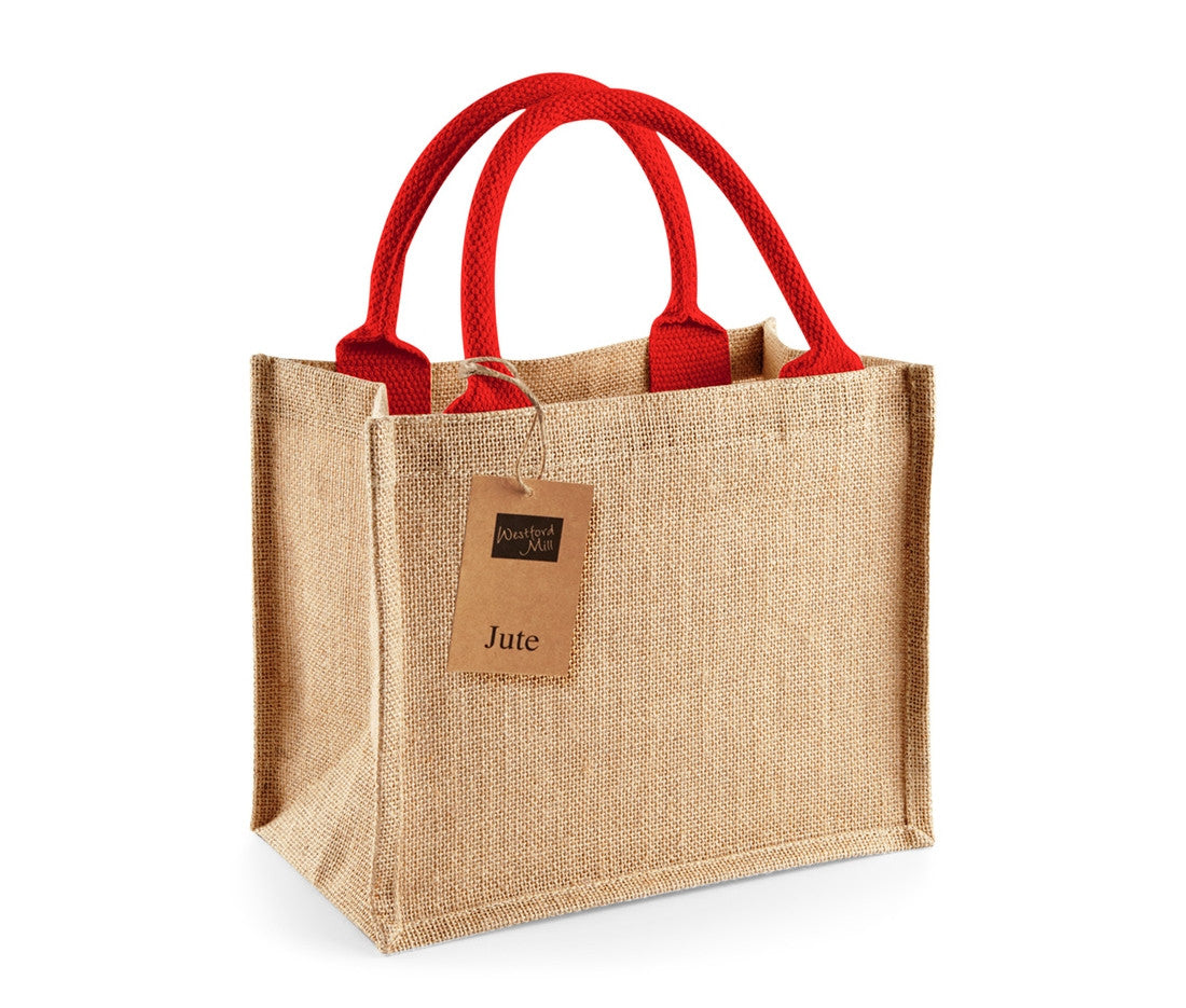 Petit Sac en Toile de Jute - Natural/bright Red