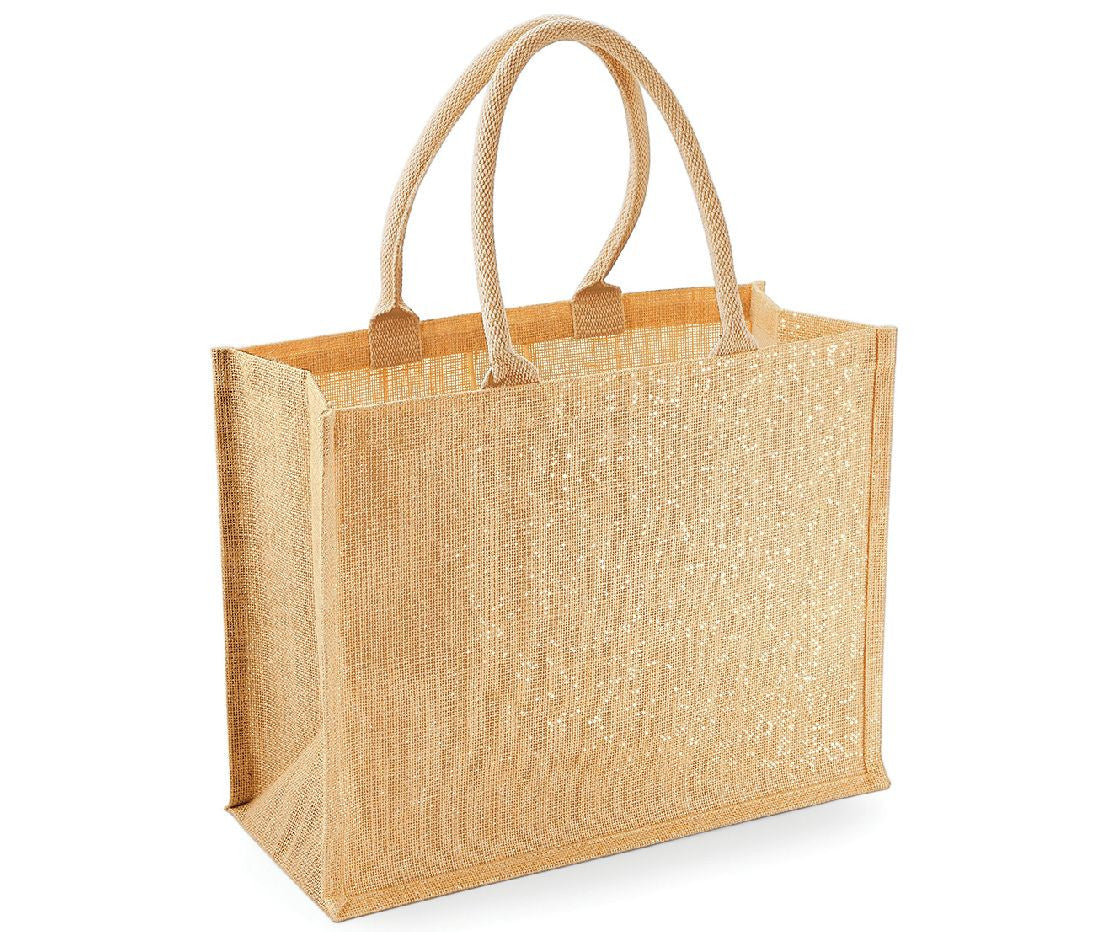 Sac Shopping en Toile de Jute Scintillant - Natural/gold