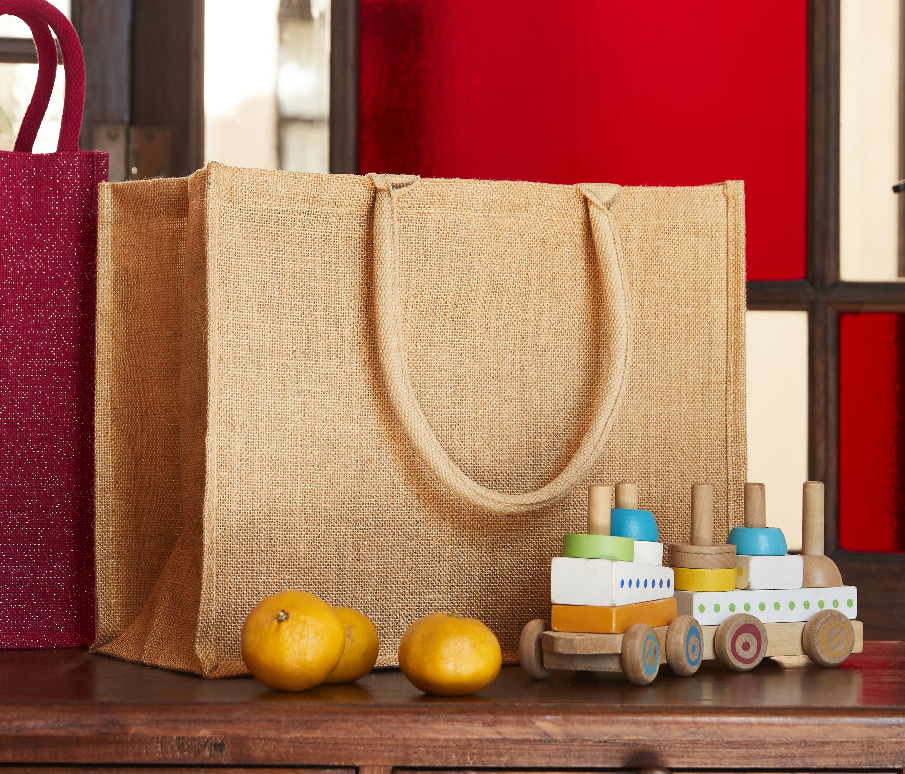 Sac shopping en toile de jute scintillant