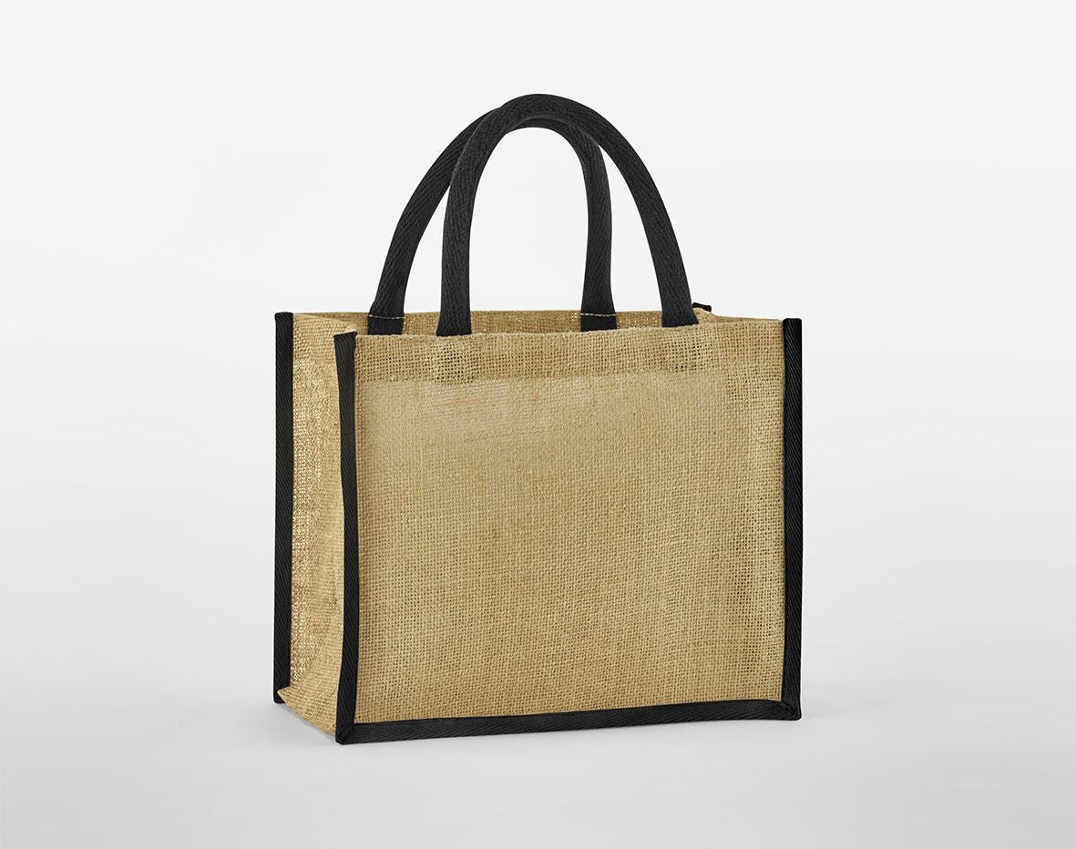 Petit Sac Shopping en Toile de Jute - Natural / Black