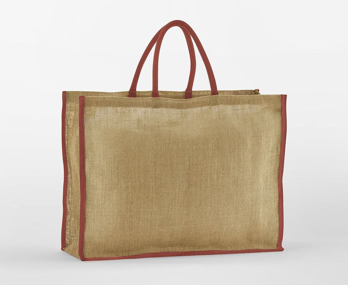 Grand Sac Shopping en Toile de Jute - Natural / Orange Rust