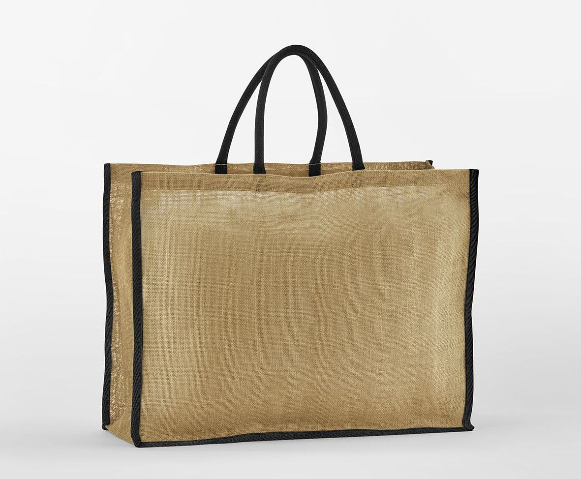 Grand Sac Shopping en Toile de Jute - Natural / Black