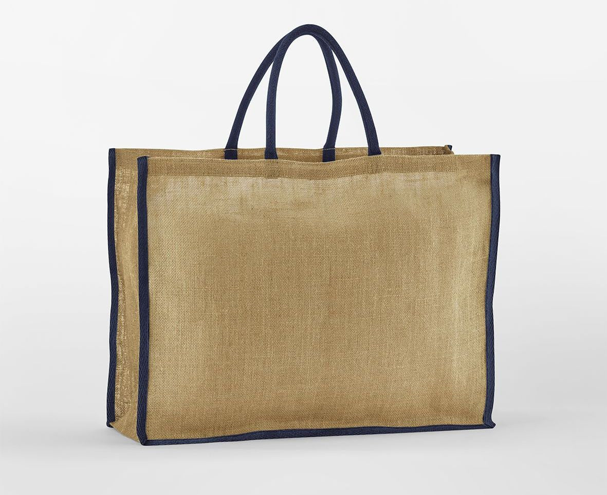 Grand Sac Shopping en Toile de Jute - Natural / French Navy