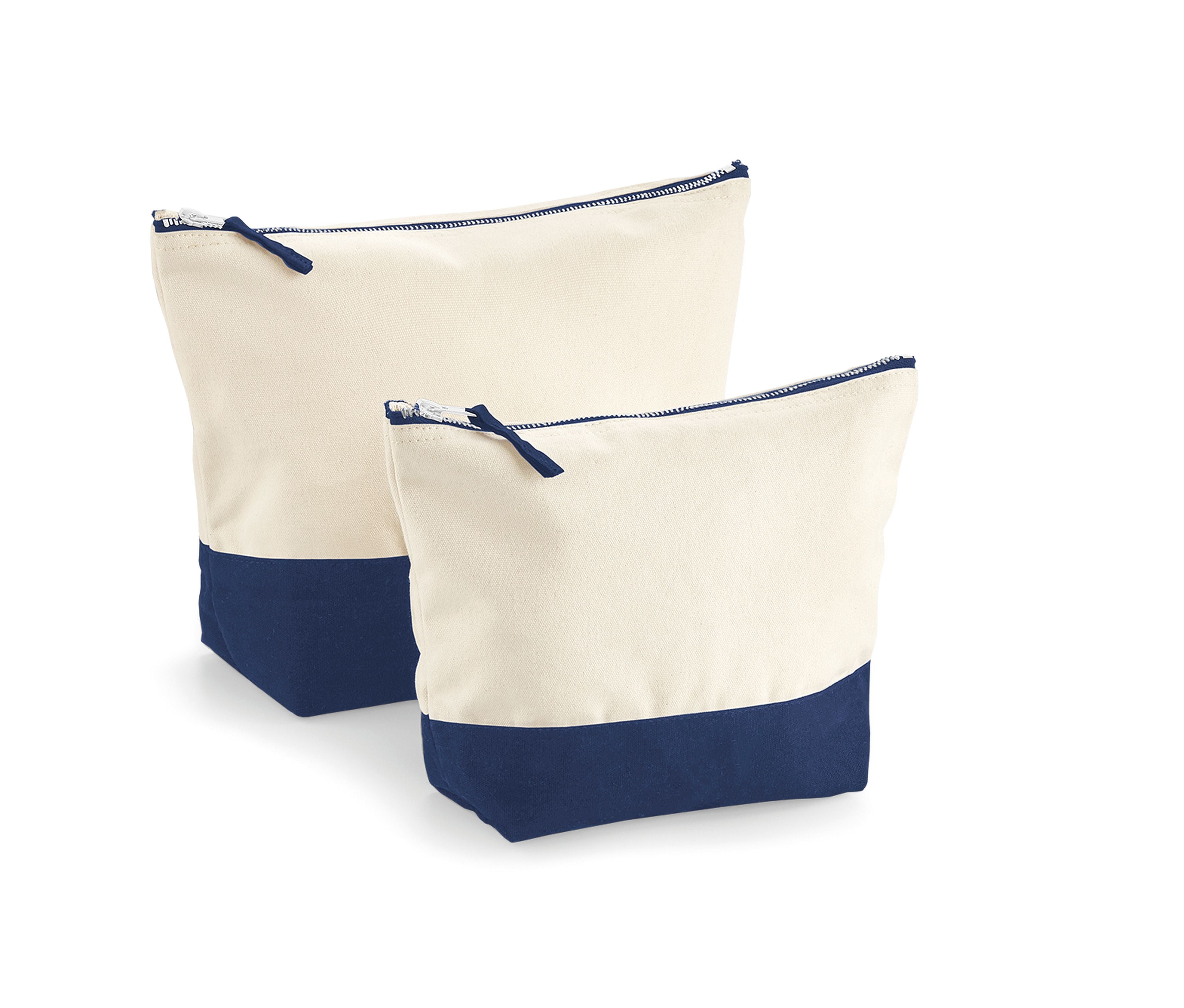 Pochette Bicolore en Coton - Natural/navy
