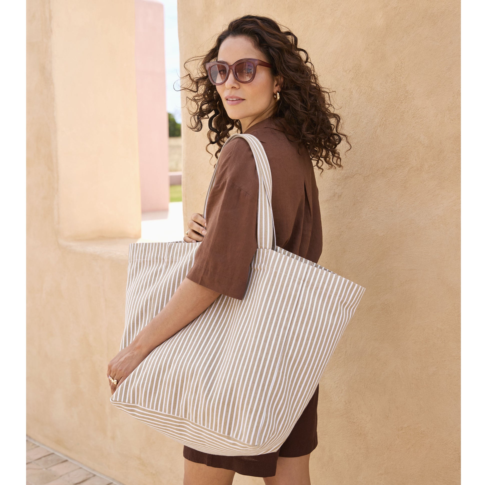Grand sac de plage rayé