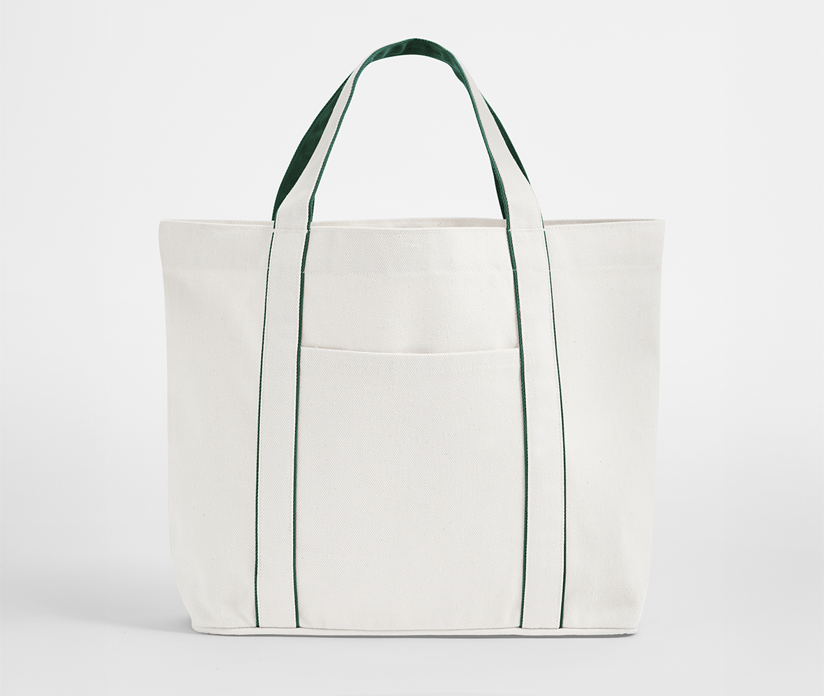 Sac Shopping Fermeture Magnétique - Soft White/bottle Green