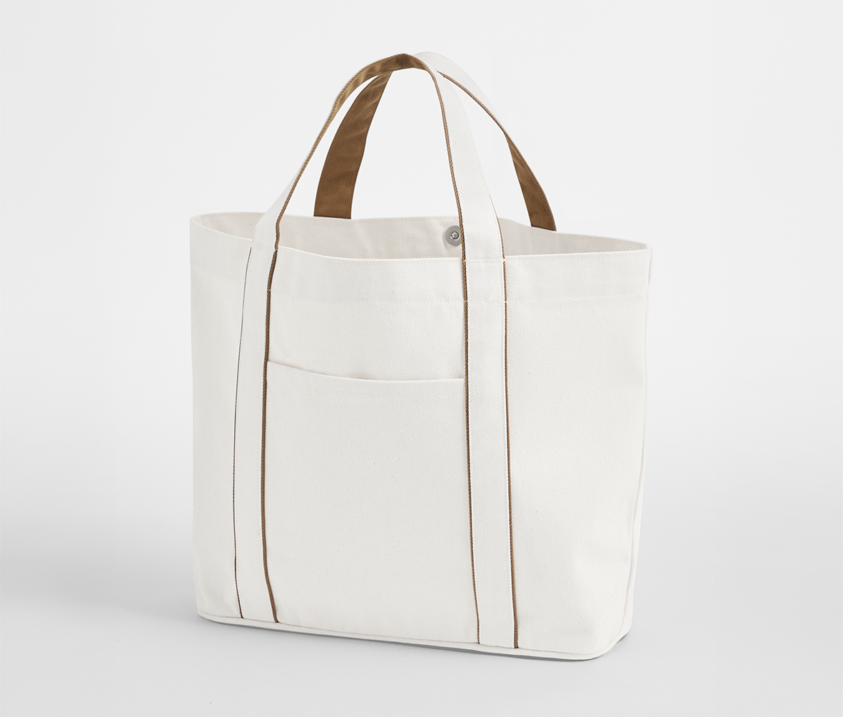 Sac Shopping Fermeture Magnétique - Soft White/caramel