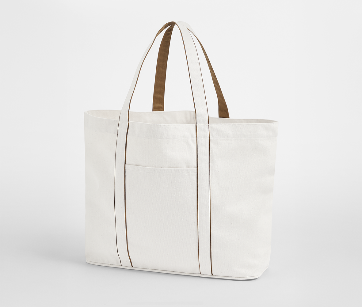 Grand Sac Shopping Fermeture Magnétique - Soft White/caramel