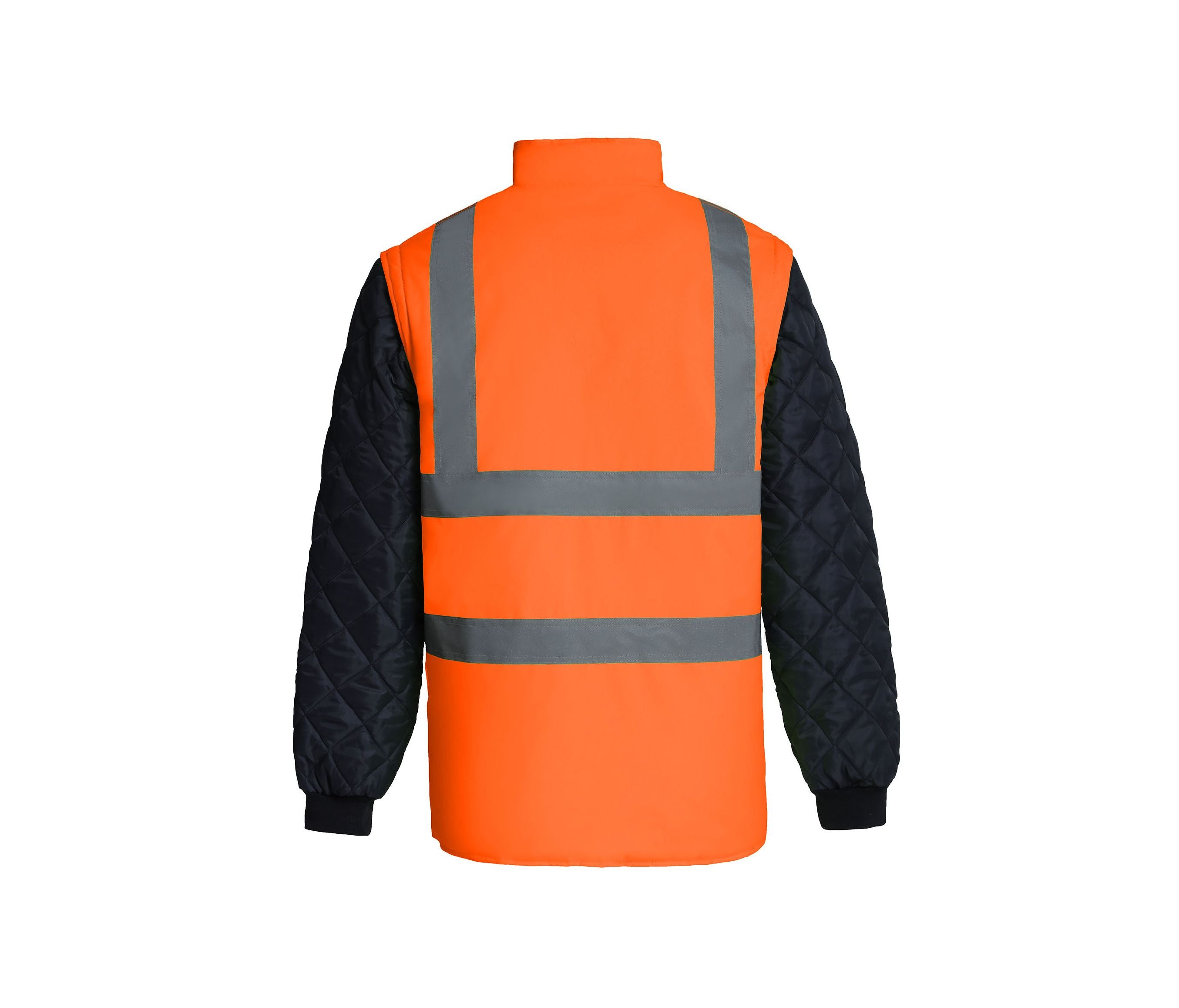 Parka Matelassée Avec Manches Détachables - Hi Vis Orange / Navy