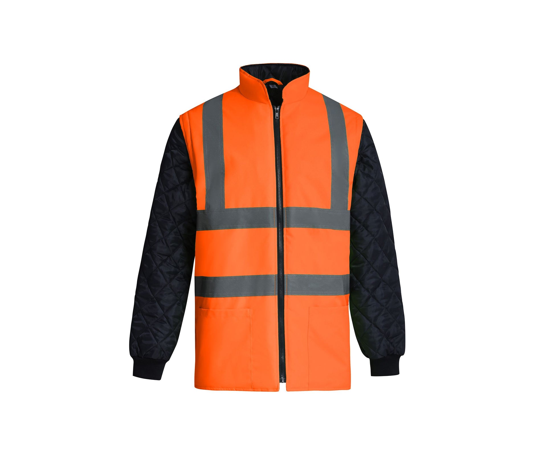 Parka Matelassée Avec Manches Détachables - Hi Vis Orange / Navy