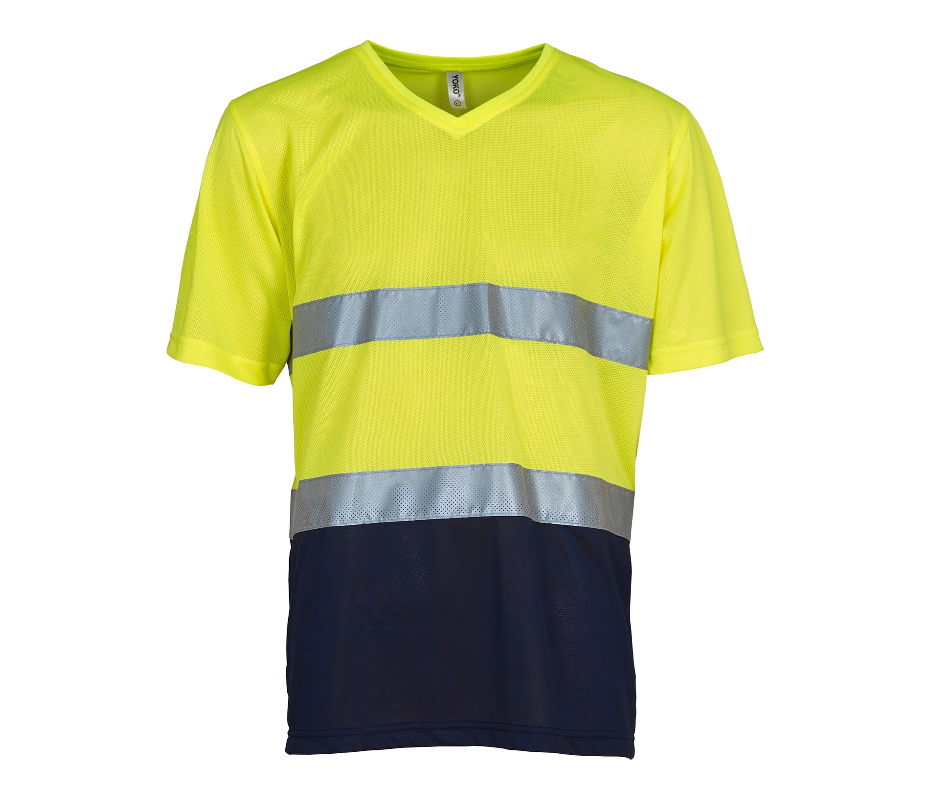 Tee-Shirt Haute Visibilité Col V - Hi Vis Yellow/navy